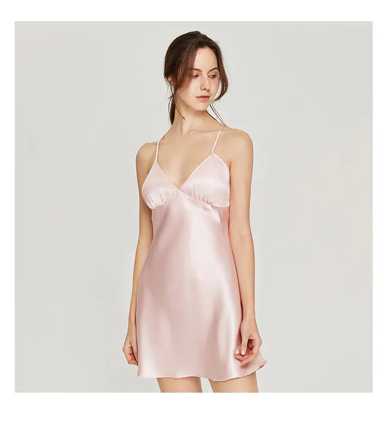 100% Natural Mulberry Silk Sip Dress/ Camisole (Emerald/ Red/ Pink)