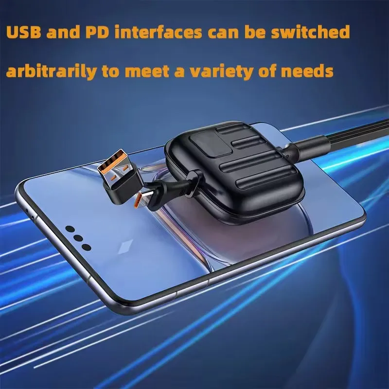 100W Two Drag 3 in 1 Fast Charging Cable