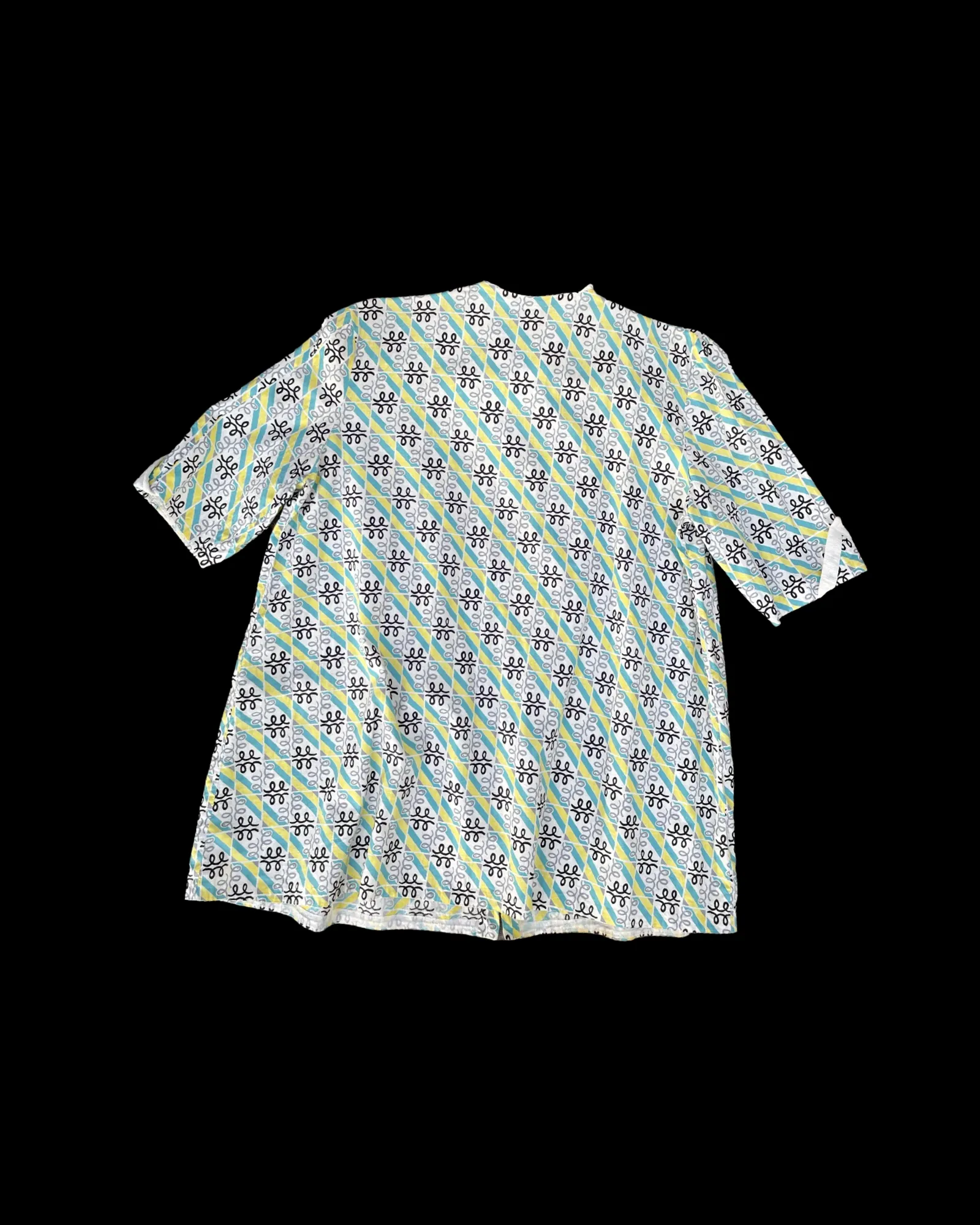 1940S Deco Cotton Dagger Collar Smock Bone Buttons