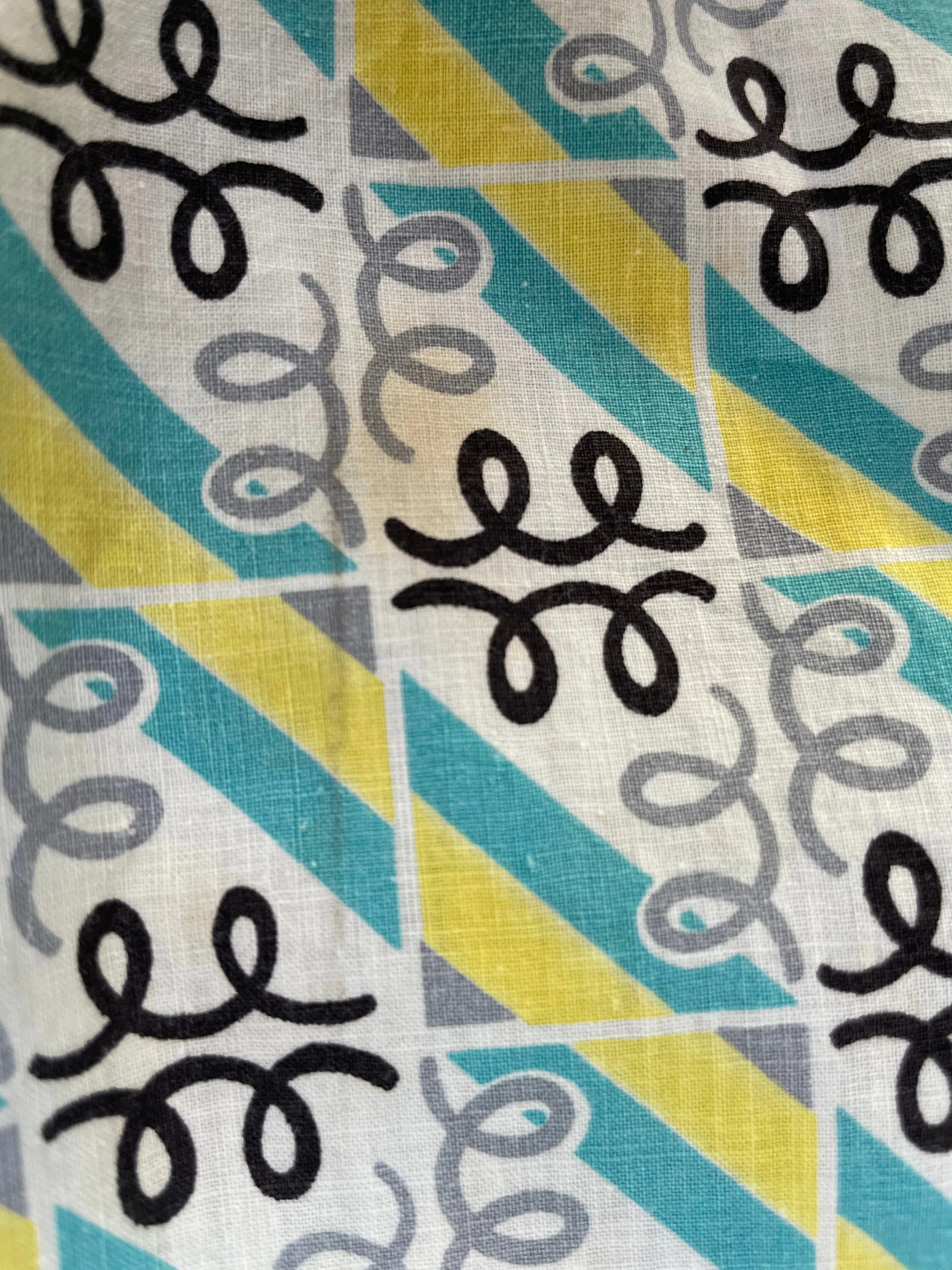 1940S Deco Cotton Dagger Collar Smock Bone Buttons