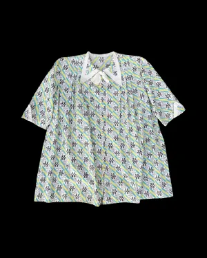 1940S Deco Cotton Dagger Collar Smock Bone Buttons