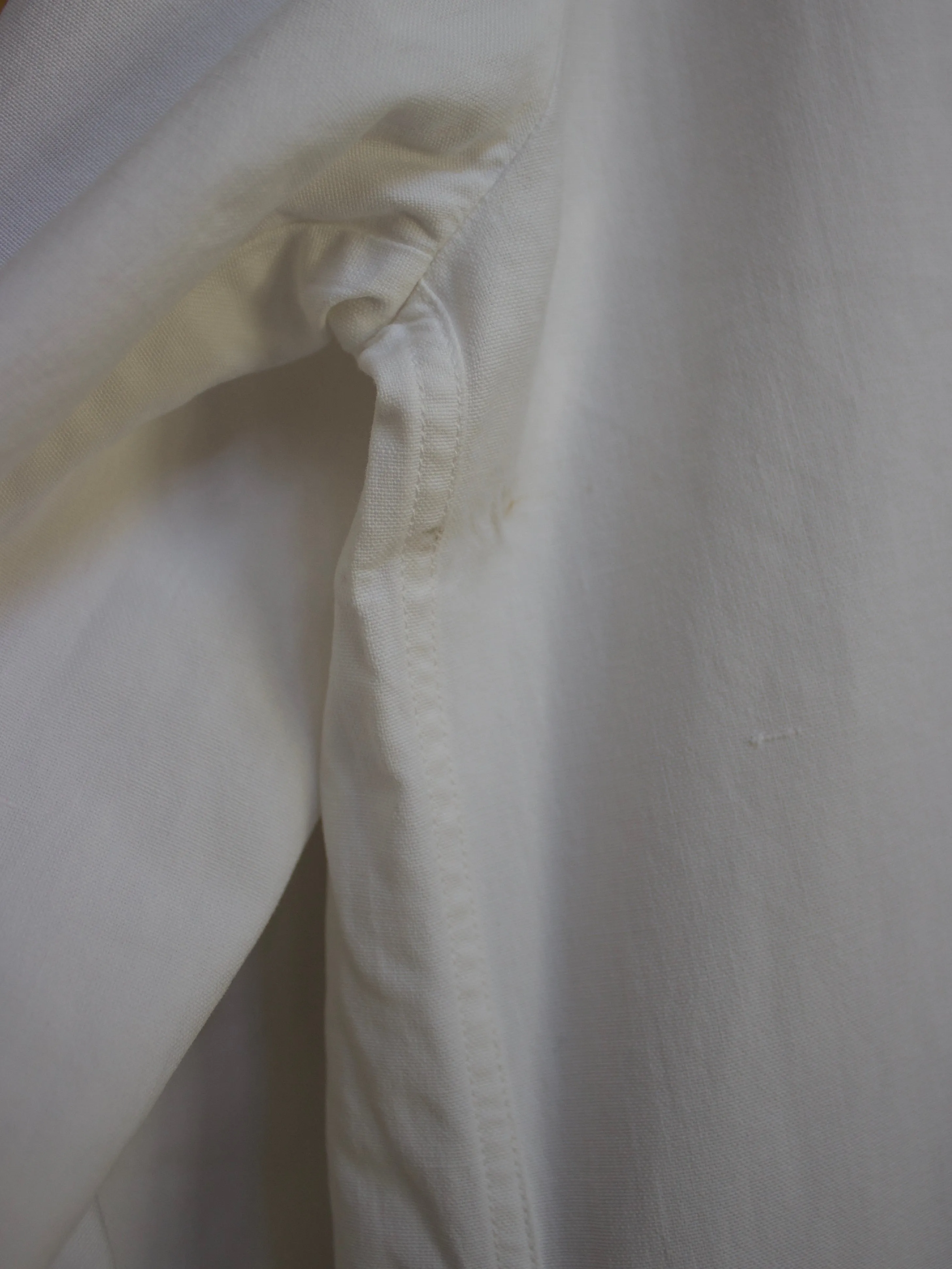 1940s Ivory & Green Accent Cotton Smock Blouse