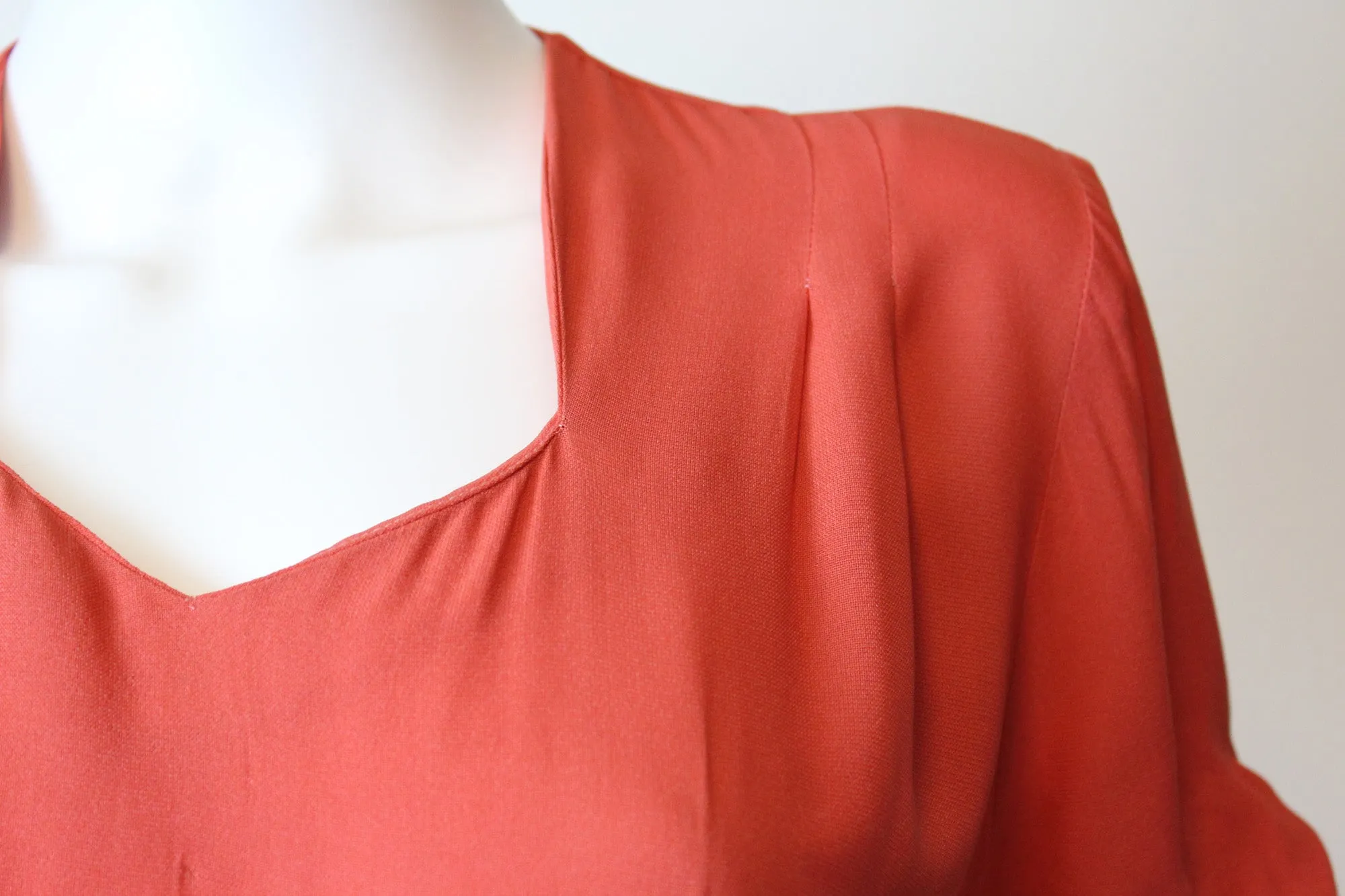 1940s TASSEL coral rayon dress small | new fall