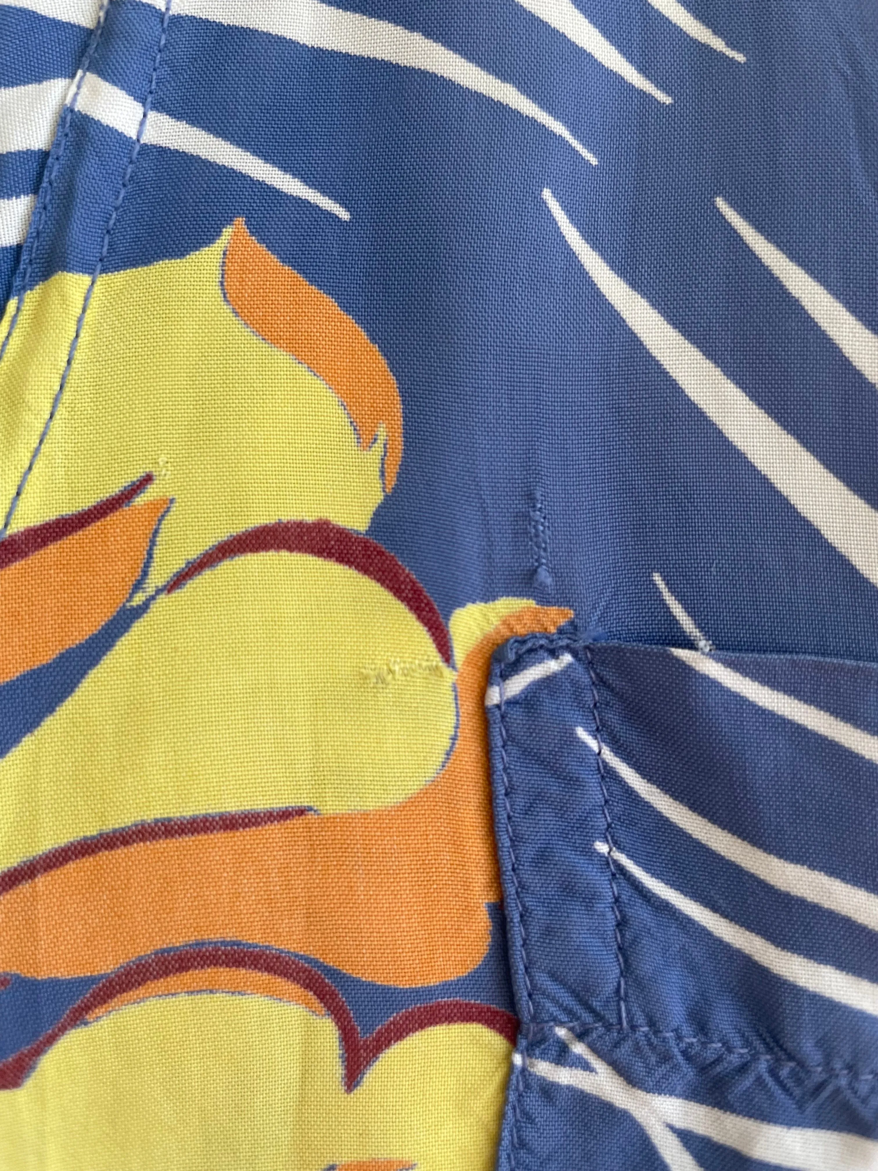 1940s/1950s Hawaiiana Sportswear Loop Collar Rayon Shirt