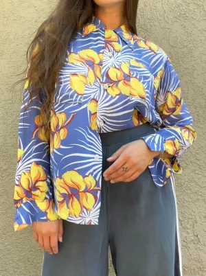1940s/1950s Hawaiiana Sportswear Loop Collar Rayon Shirt