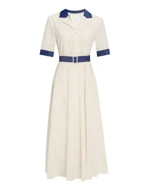1950S Apricot Cotton Embroidery 1950S Vintage Dress