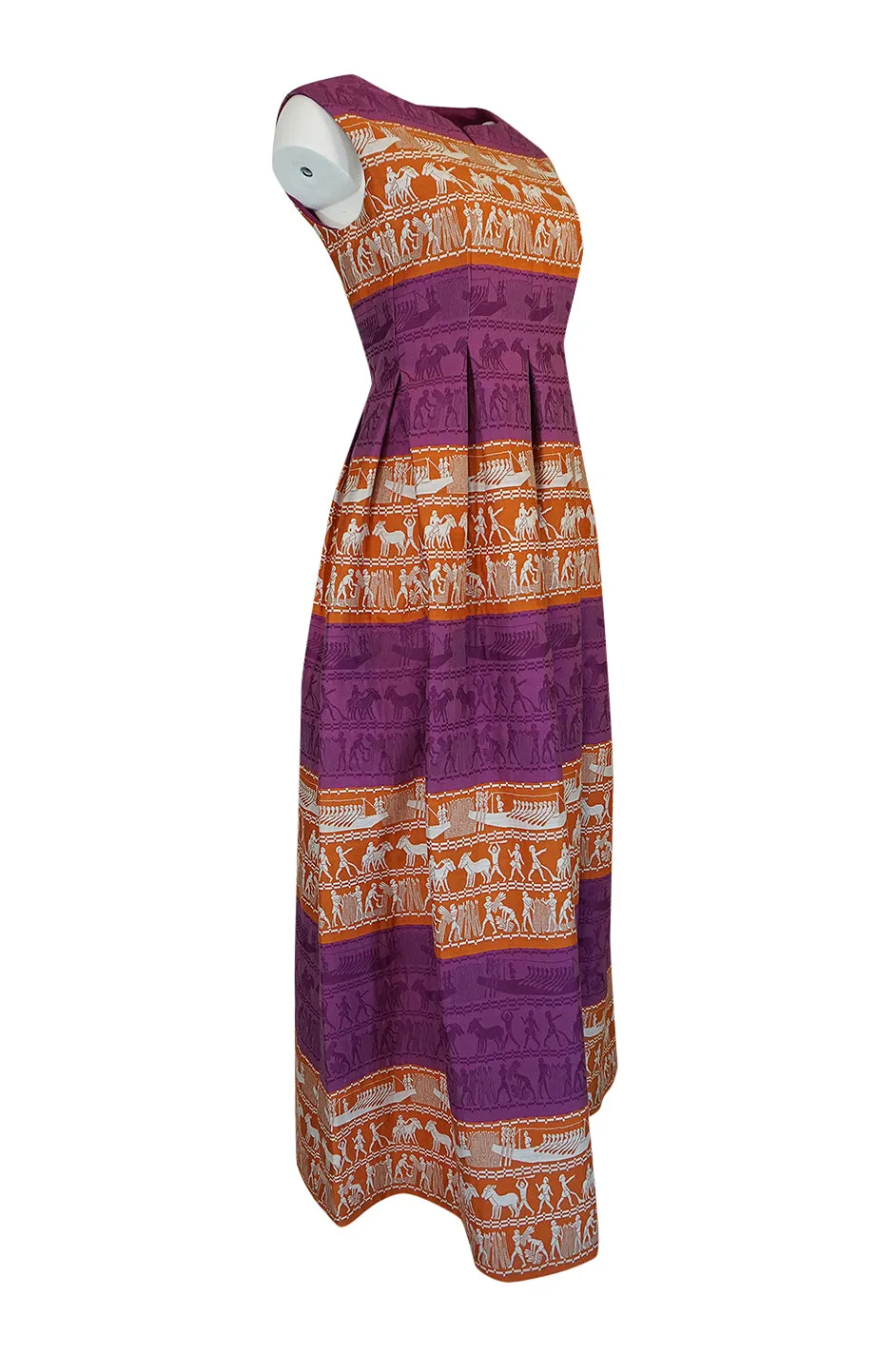 1960s Richard Tam Jon Mandl Unusual Brocade Print Dress