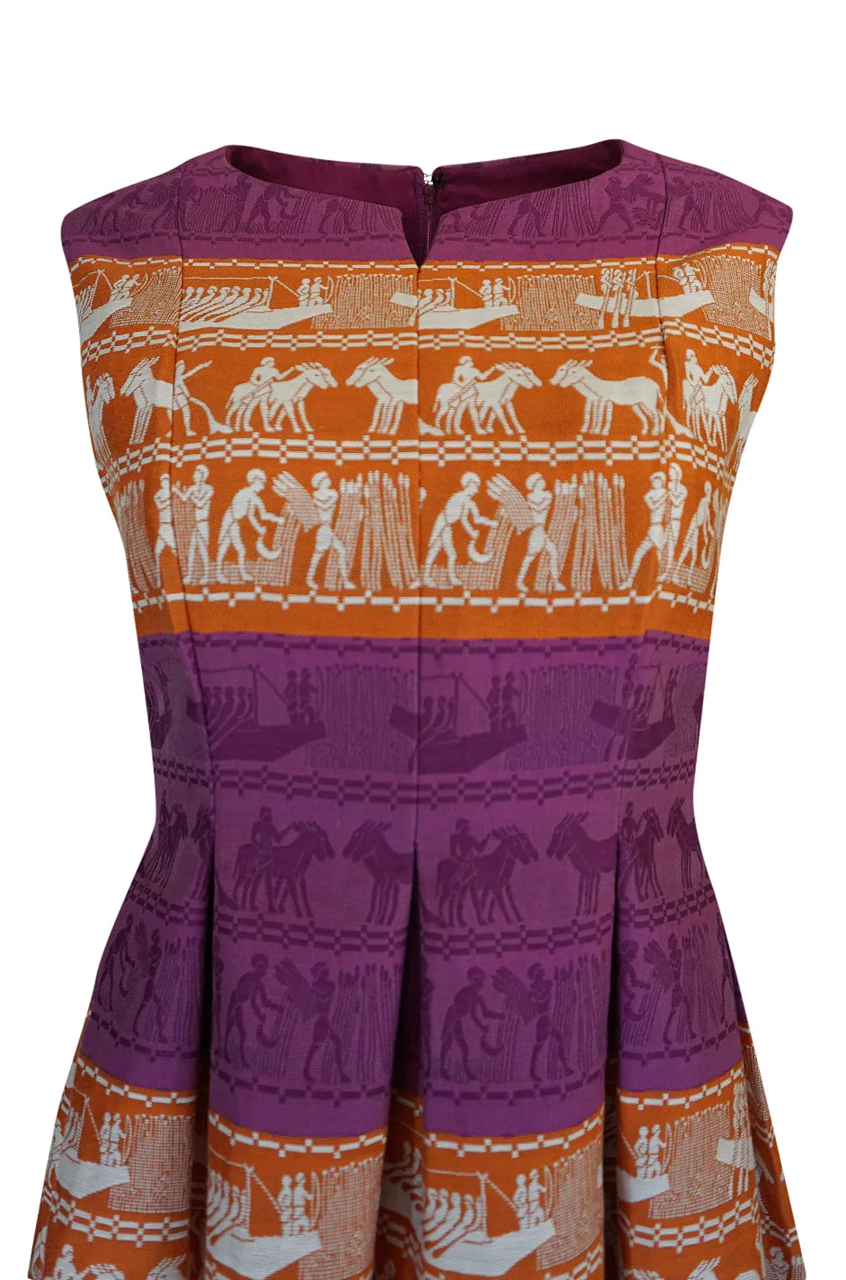 1960s Richard Tam Jon Mandl Unusual Brocade Print Dress
