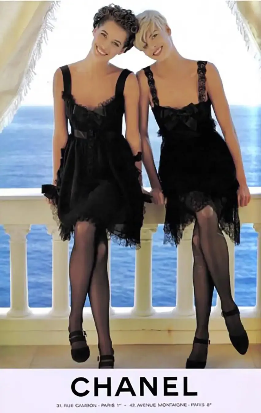 1991 S/S Silk Chiffon Lace Bow Dress