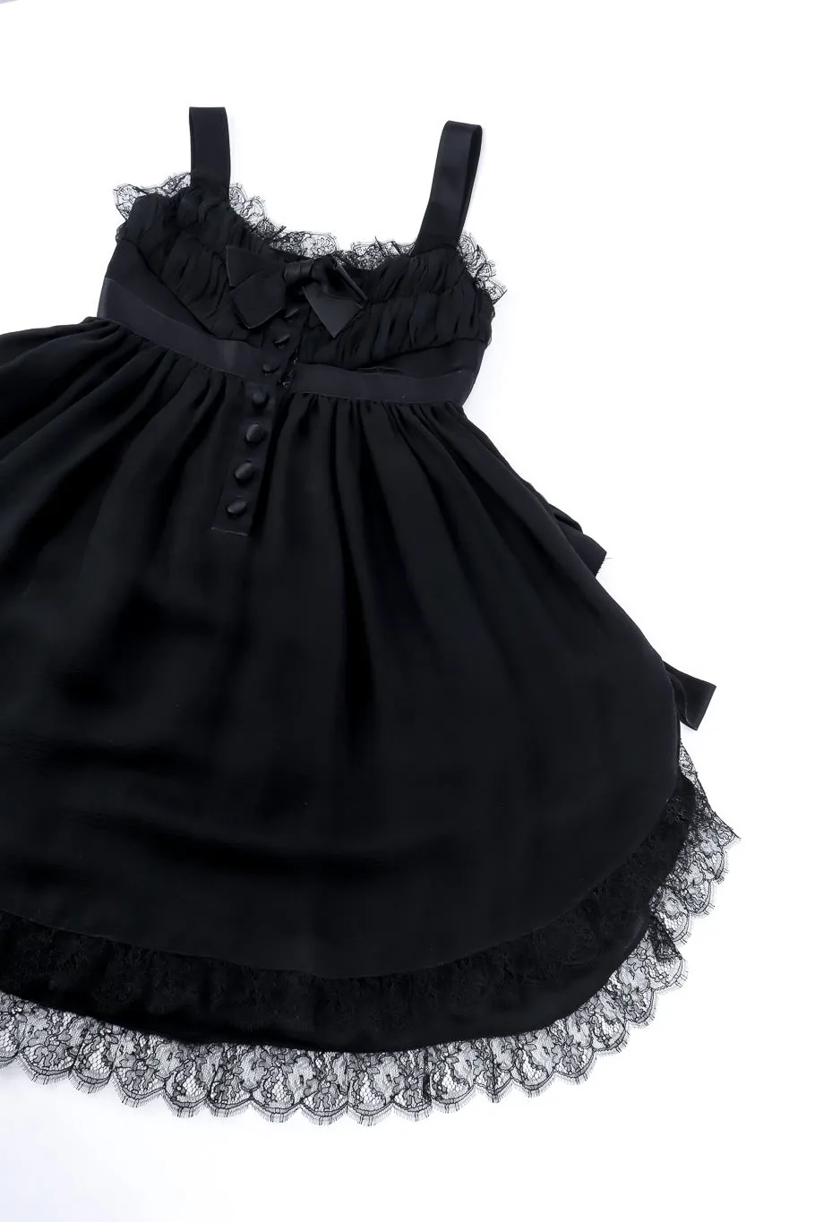 1991 S/S Silk Chiffon Lace Bow Dress