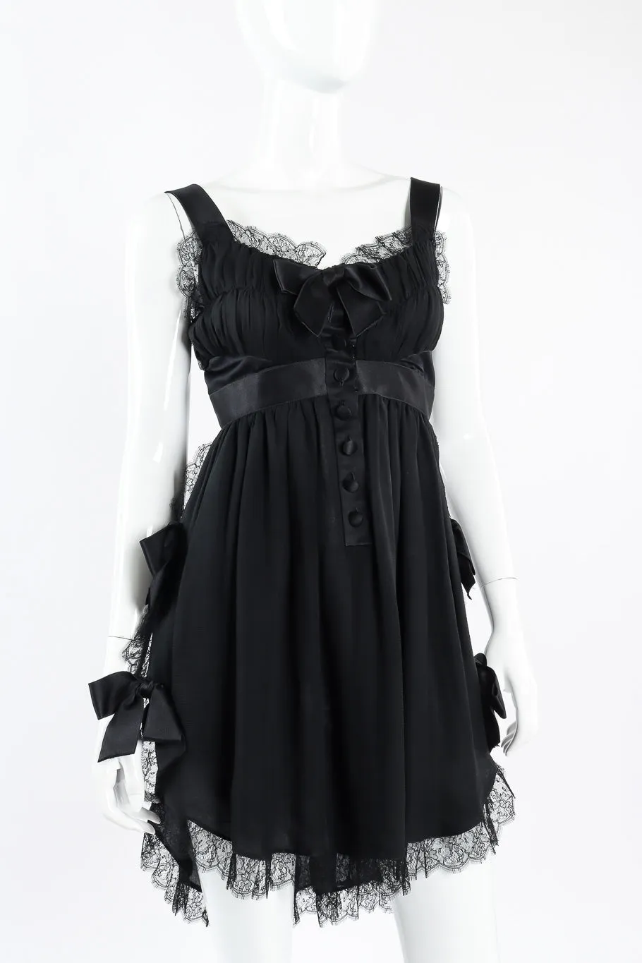 1991 S/S Silk Chiffon Lace Bow Dress