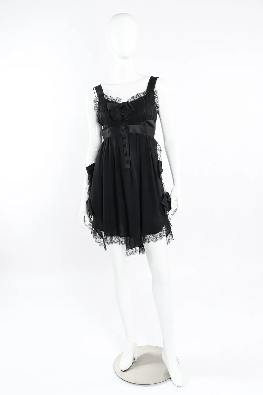 1991 S/S Silk Chiffon Lace Bow Dress
