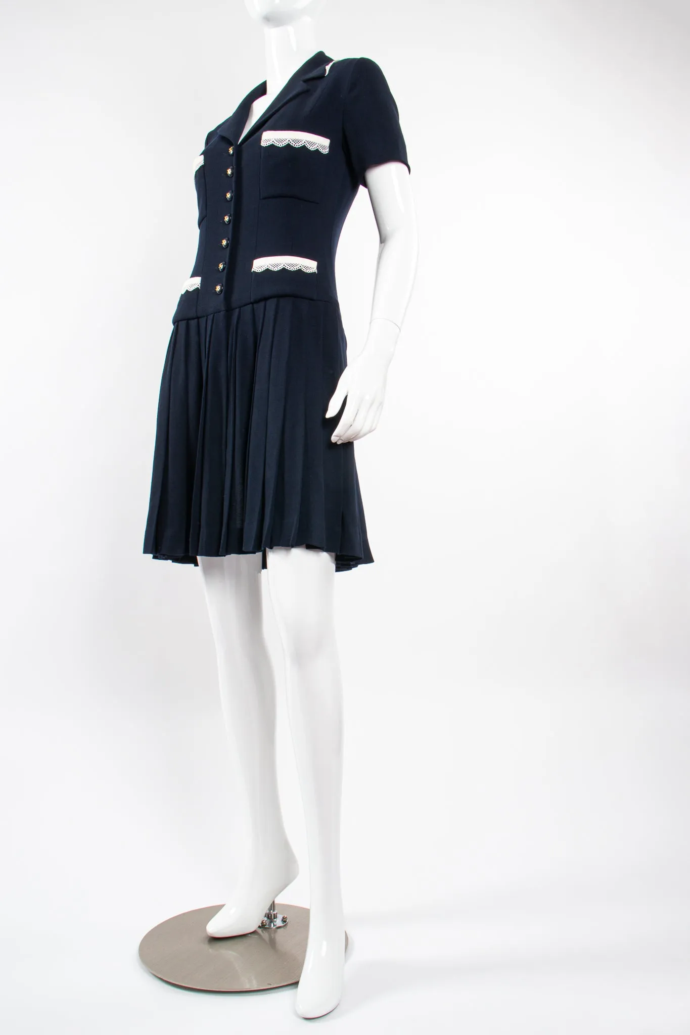 1995 Lace Trim Pleated Uniform Dress