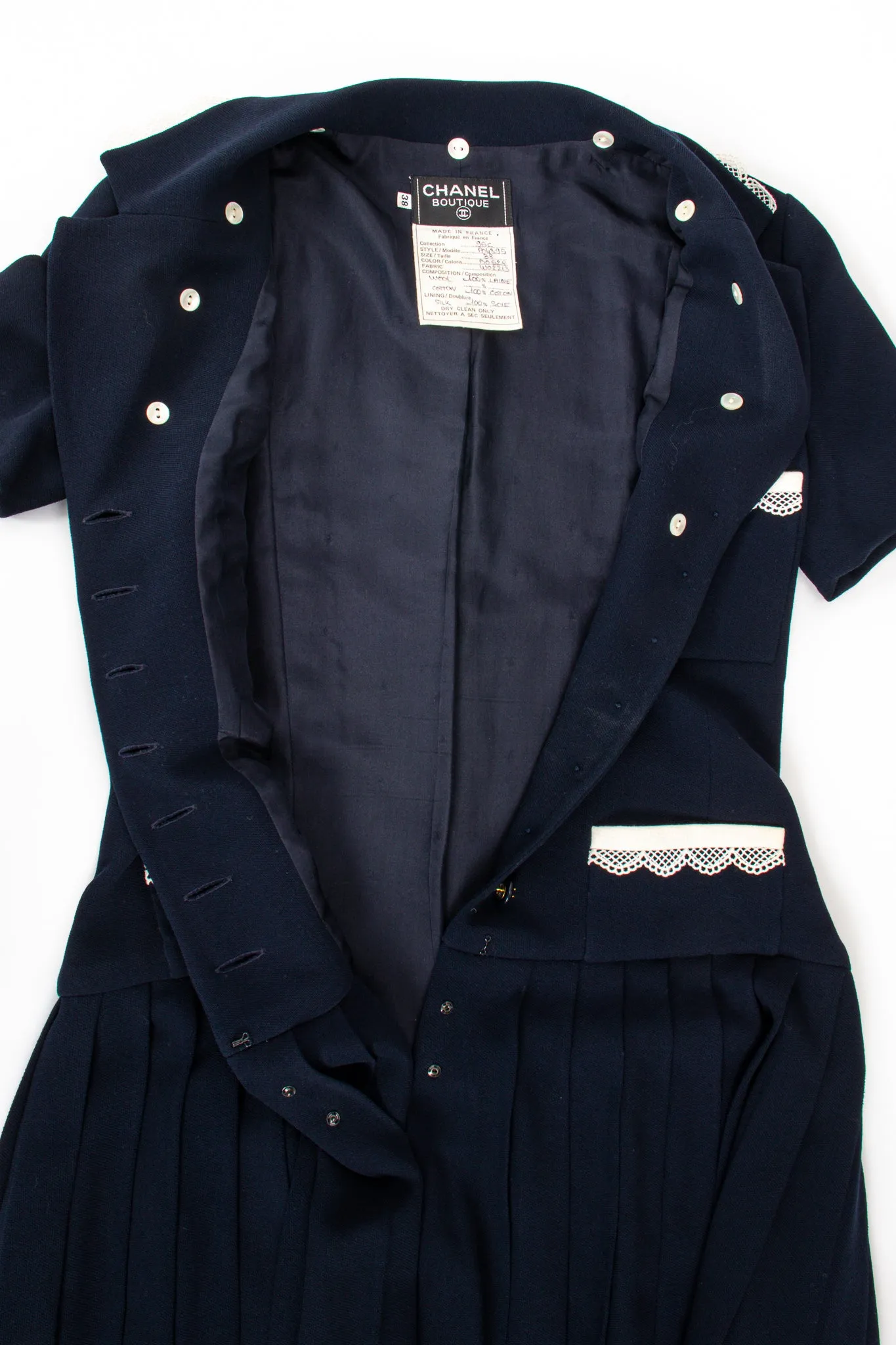 1995 Lace Trim Pleated Uniform Dress