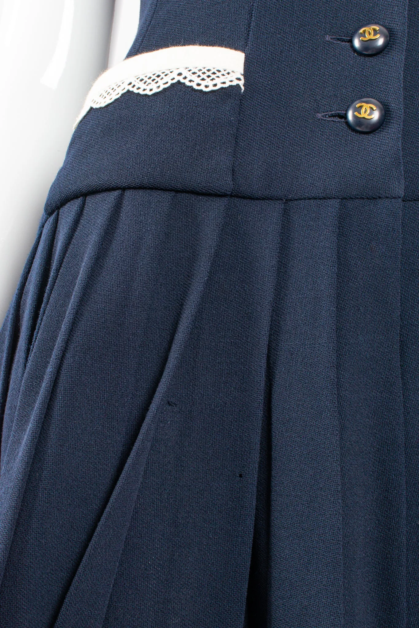 1995 Lace Trim Pleated Uniform Dress