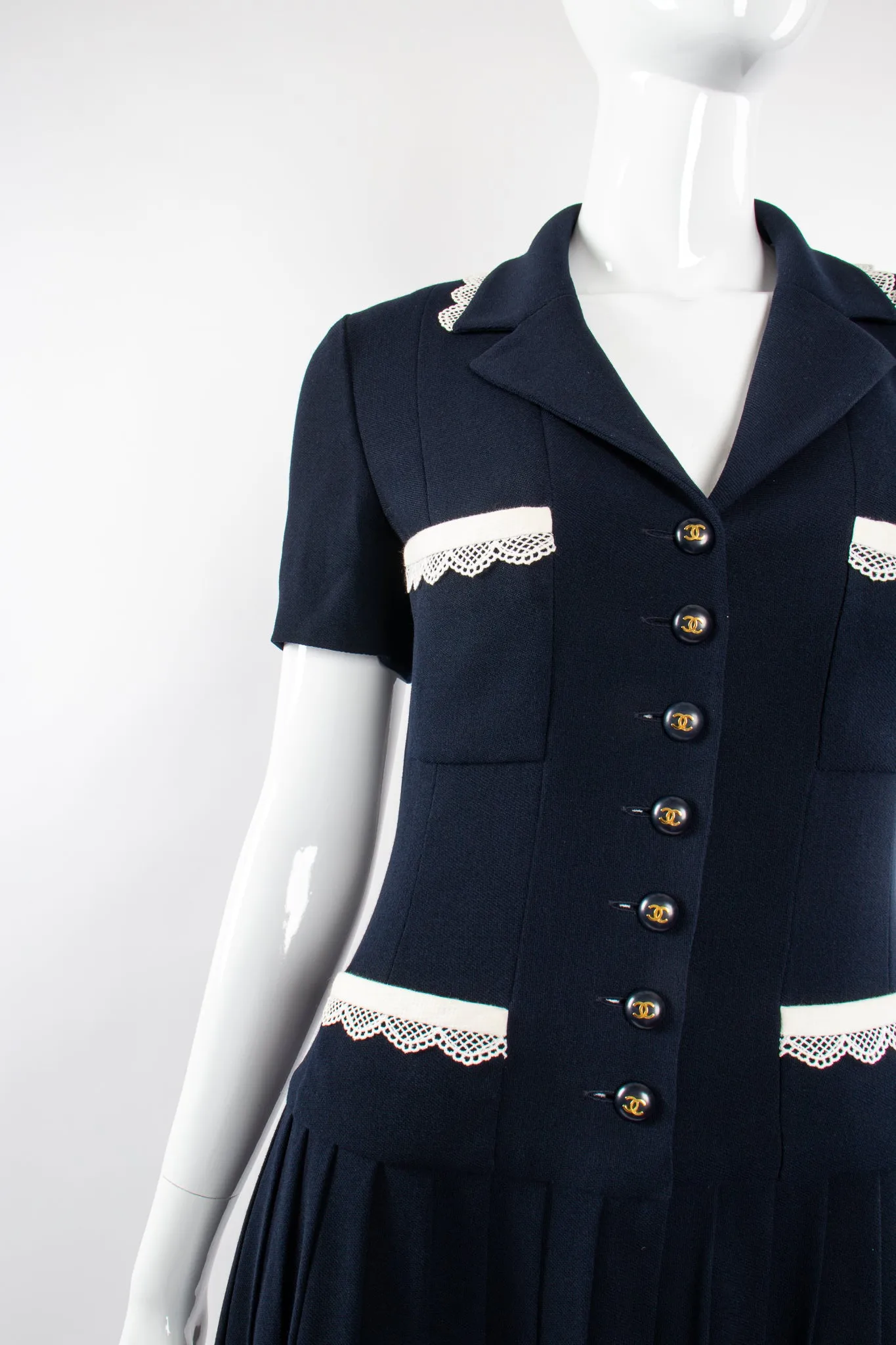 1995 Lace Trim Pleated Uniform Dress