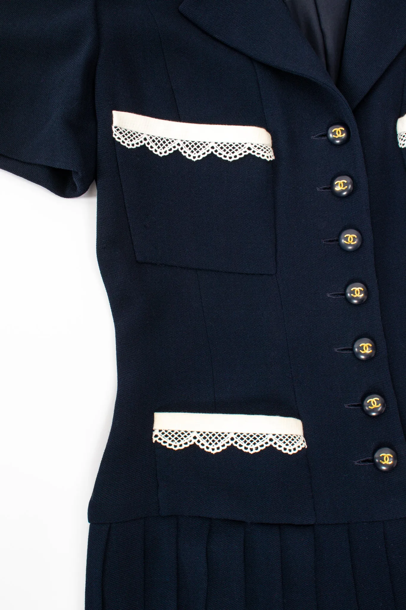 1995 Lace Trim Pleated Uniform Dress