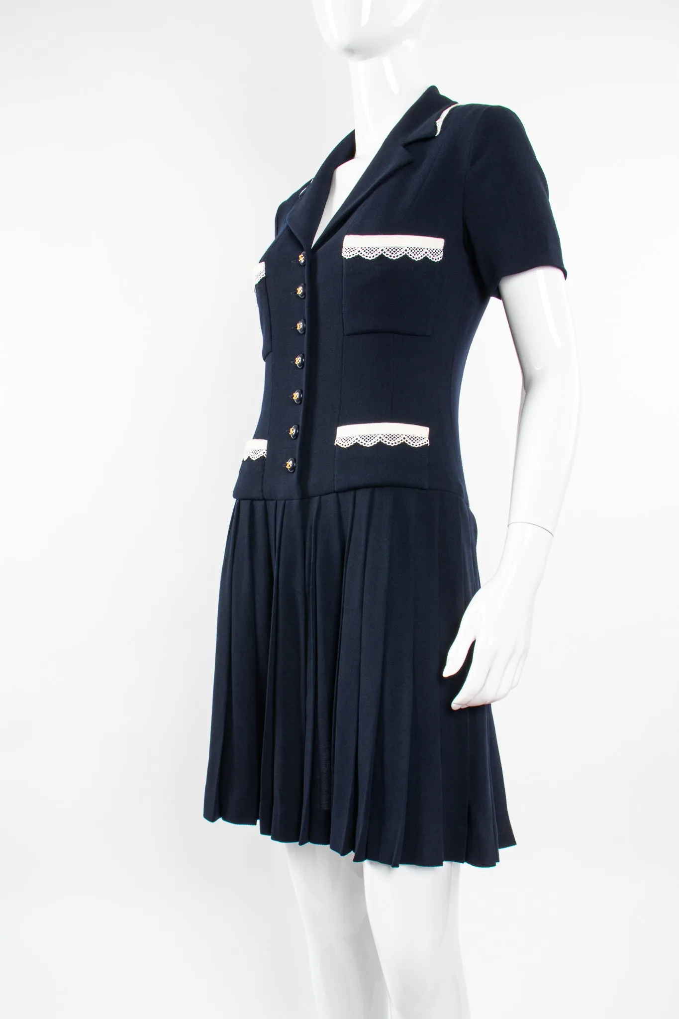 1995 Lace Trim Pleated Uniform Dress