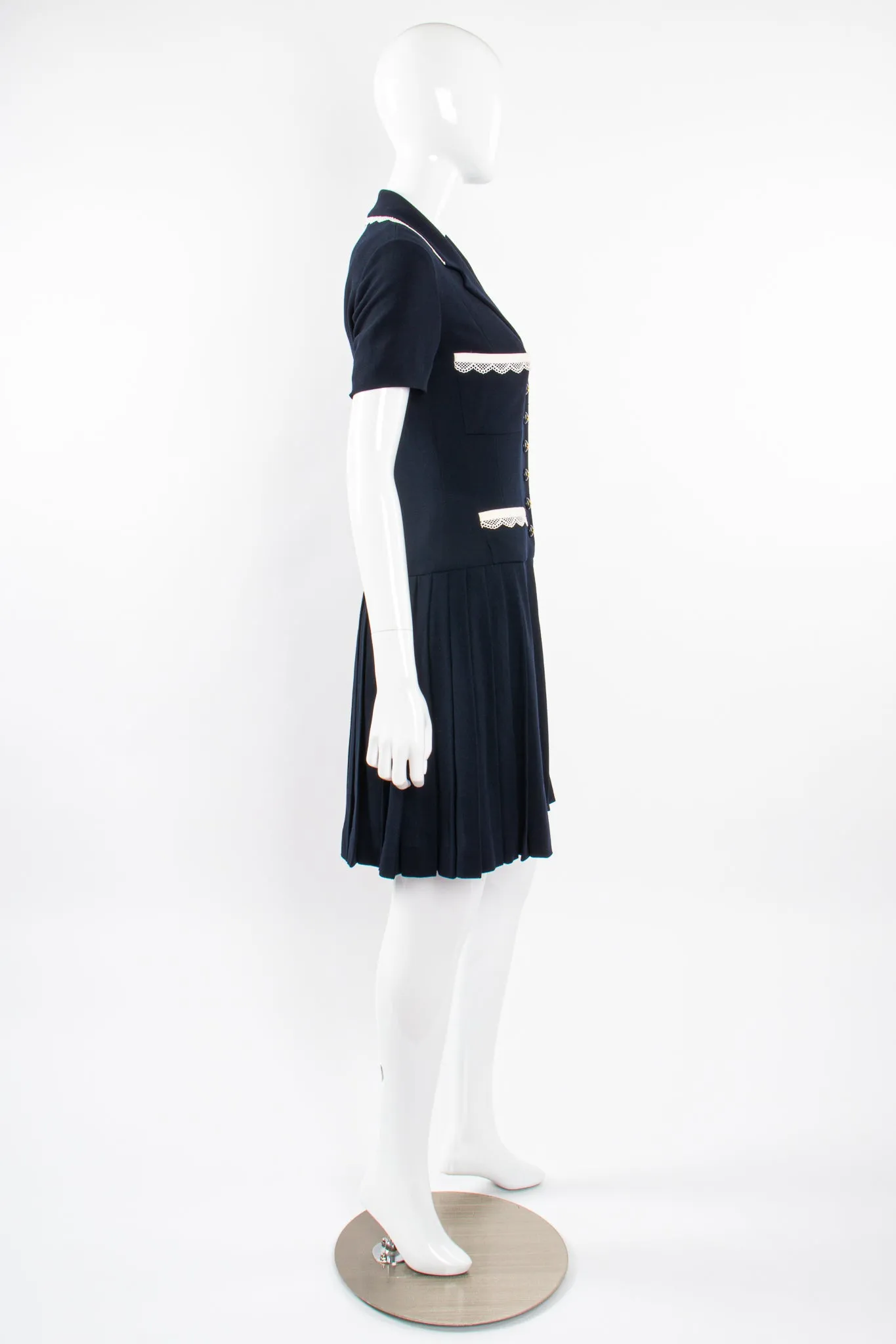 1995 Lace Trim Pleated Uniform Dress