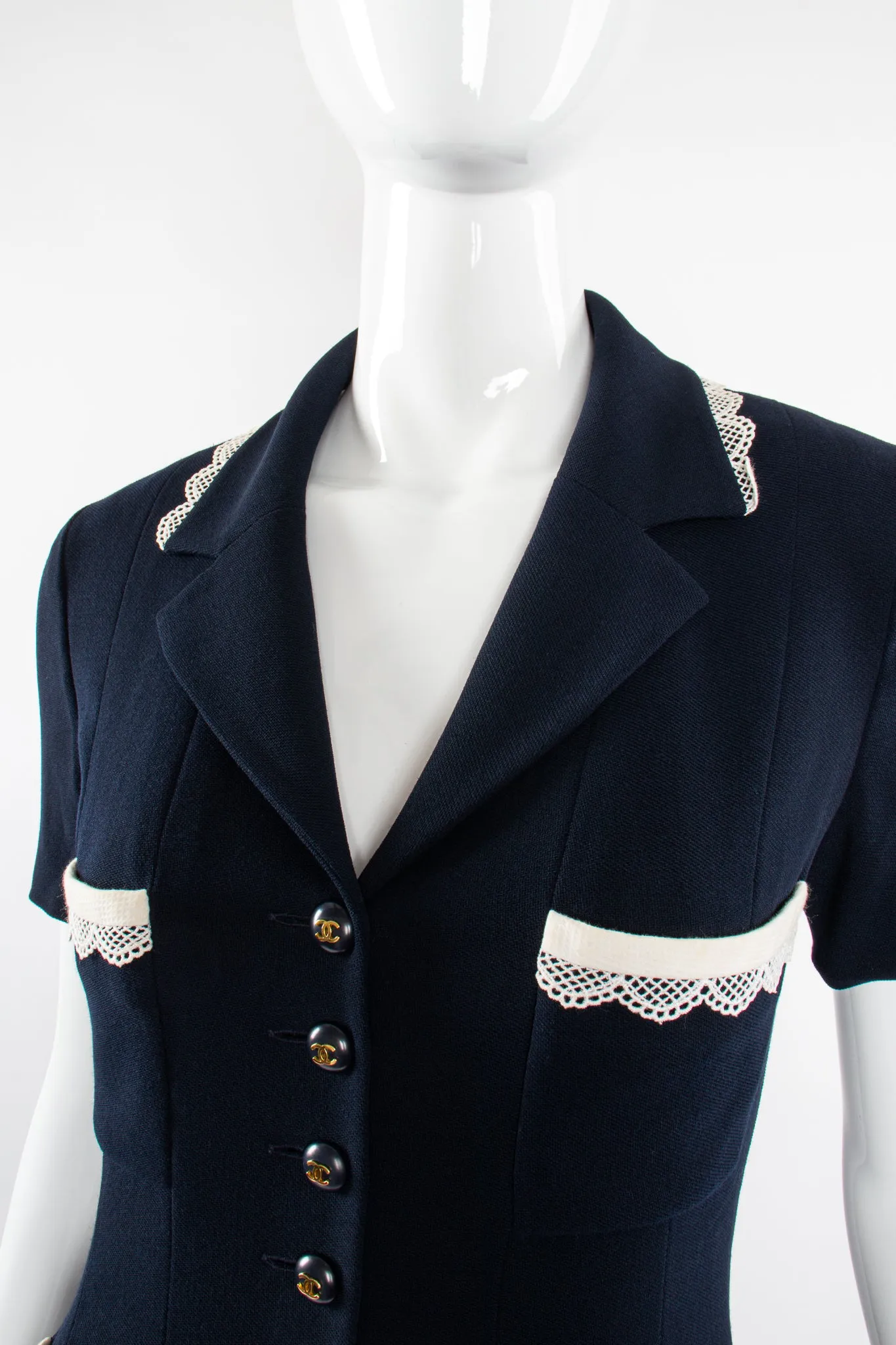 1995 Lace Trim Pleated Uniform Dress