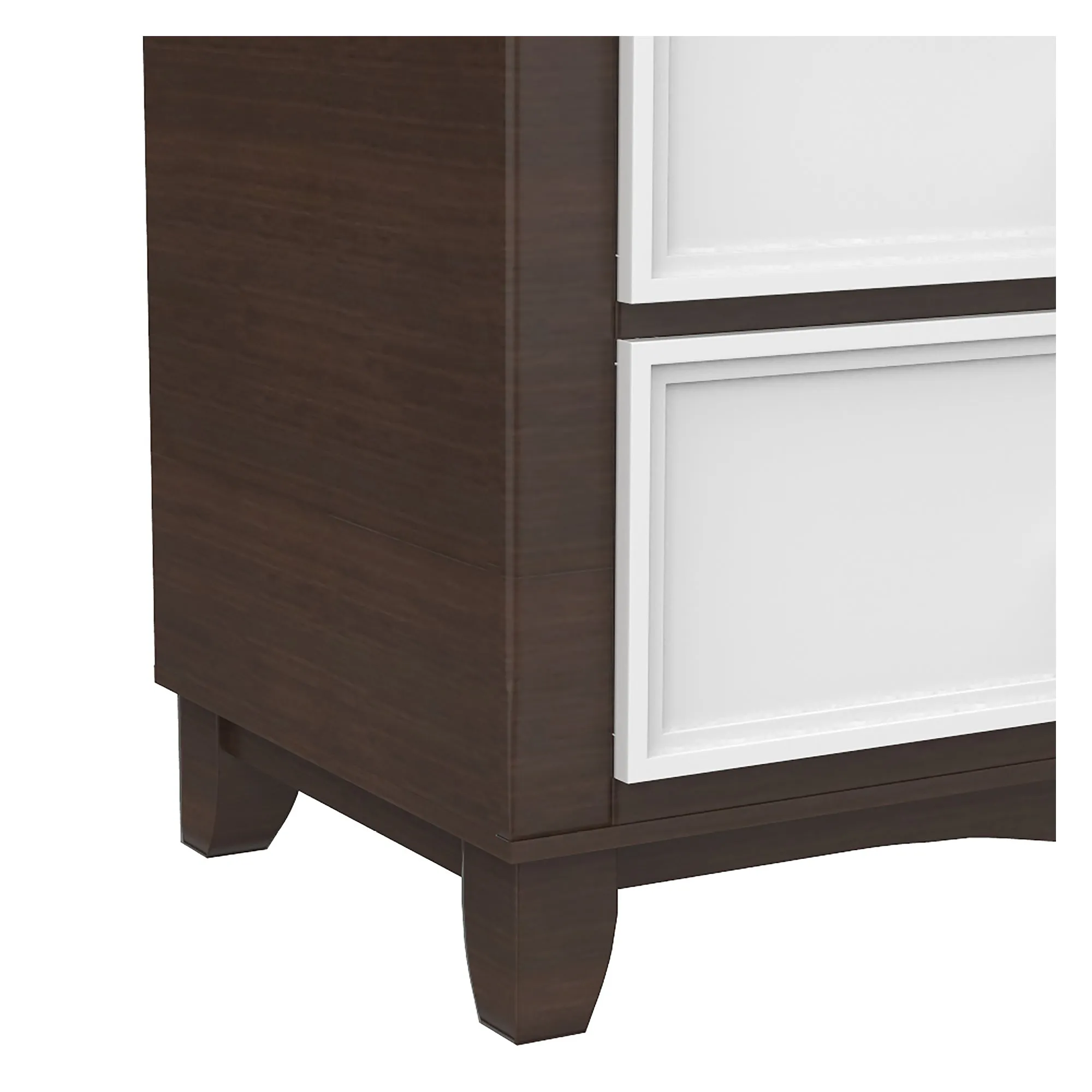 3 drawer chest office storage organization, white & walnut