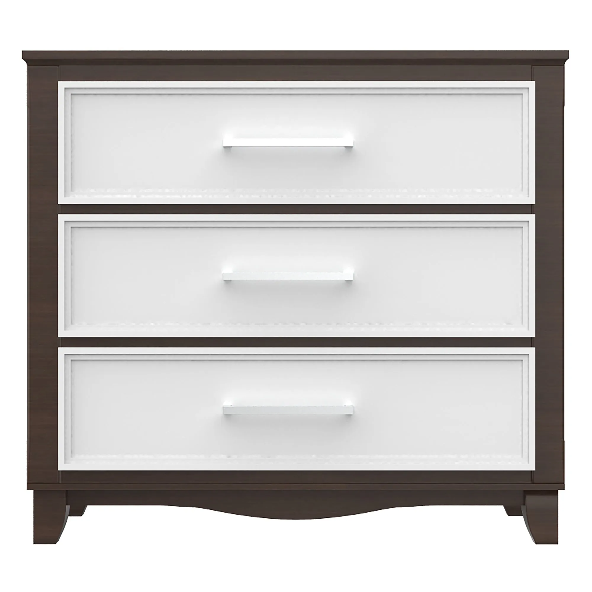 3 drawer chest office storage organization, white & walnut