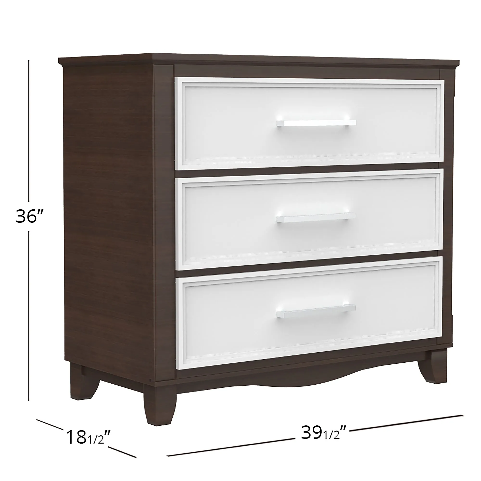 3 drawer chest office storage organization, white & walnut