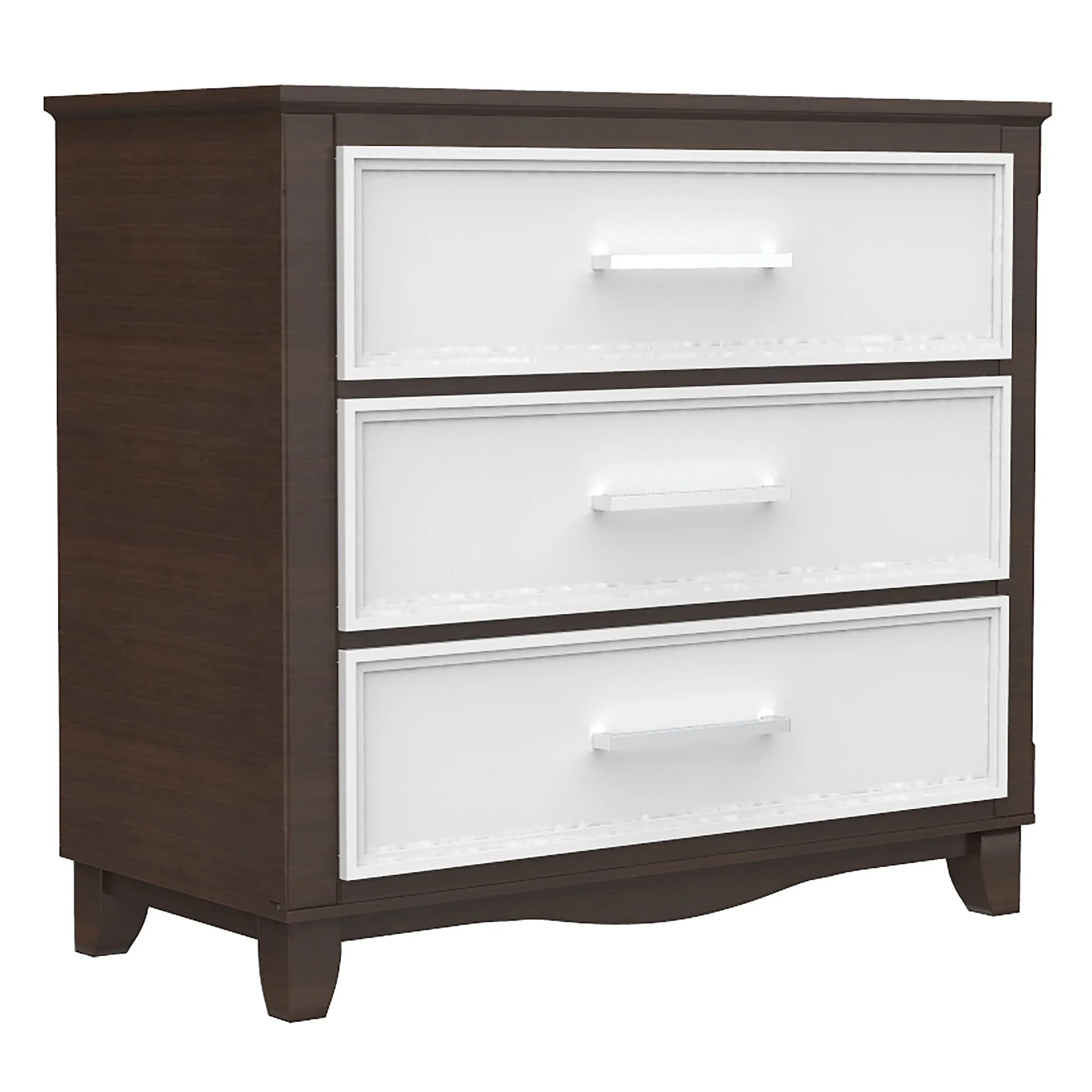 3 drawer chest office storage organization, white & walnut