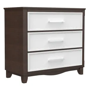 3 drawer chest office storage organization, white & walnut