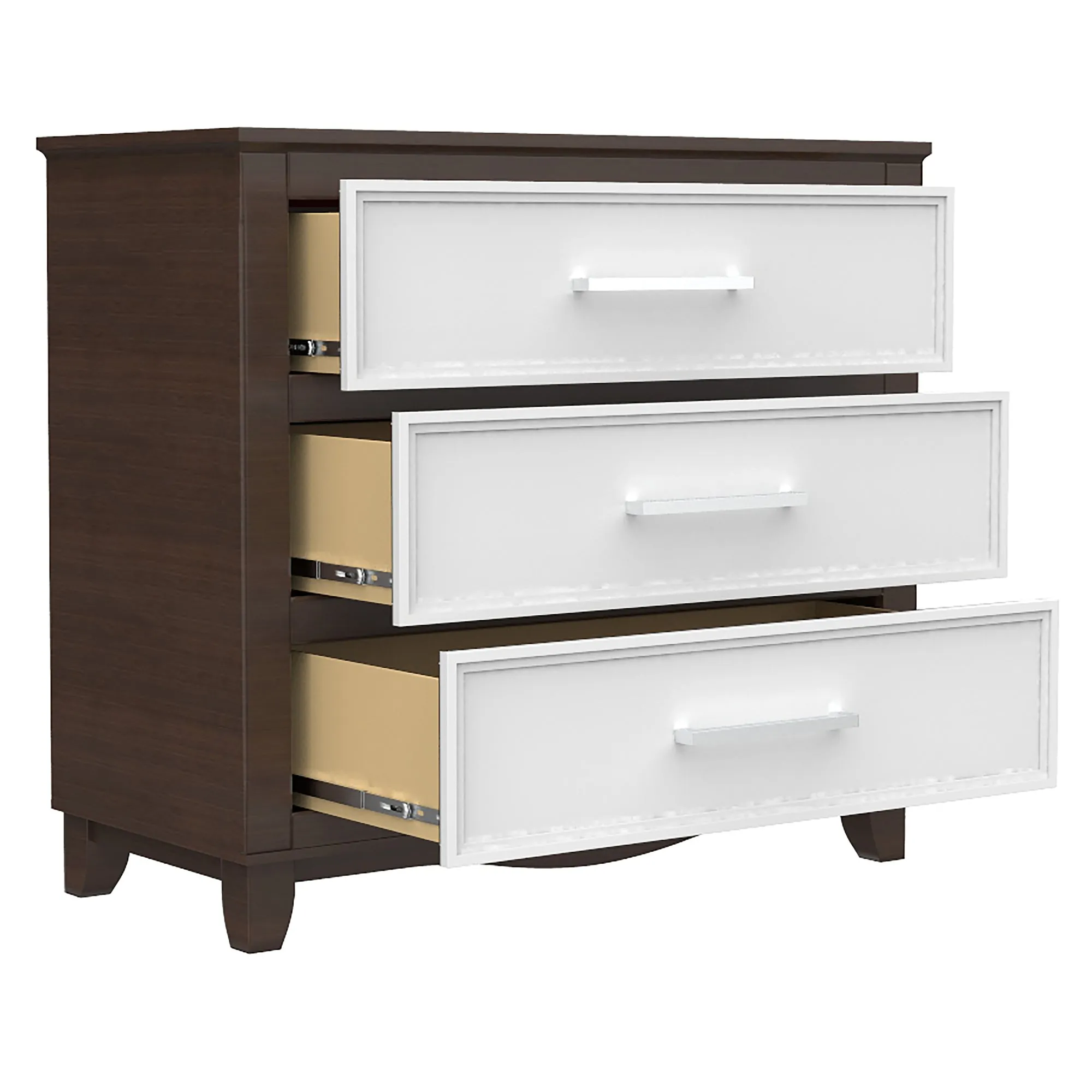 3 drawer chest office storage organization, white & walnut