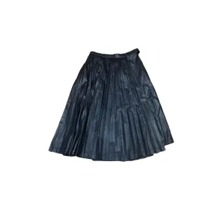 3.1 Phillip Lim Sz 10 Black Faux Leather Midi Warp Skirt Pleated &amp; Sleek Used