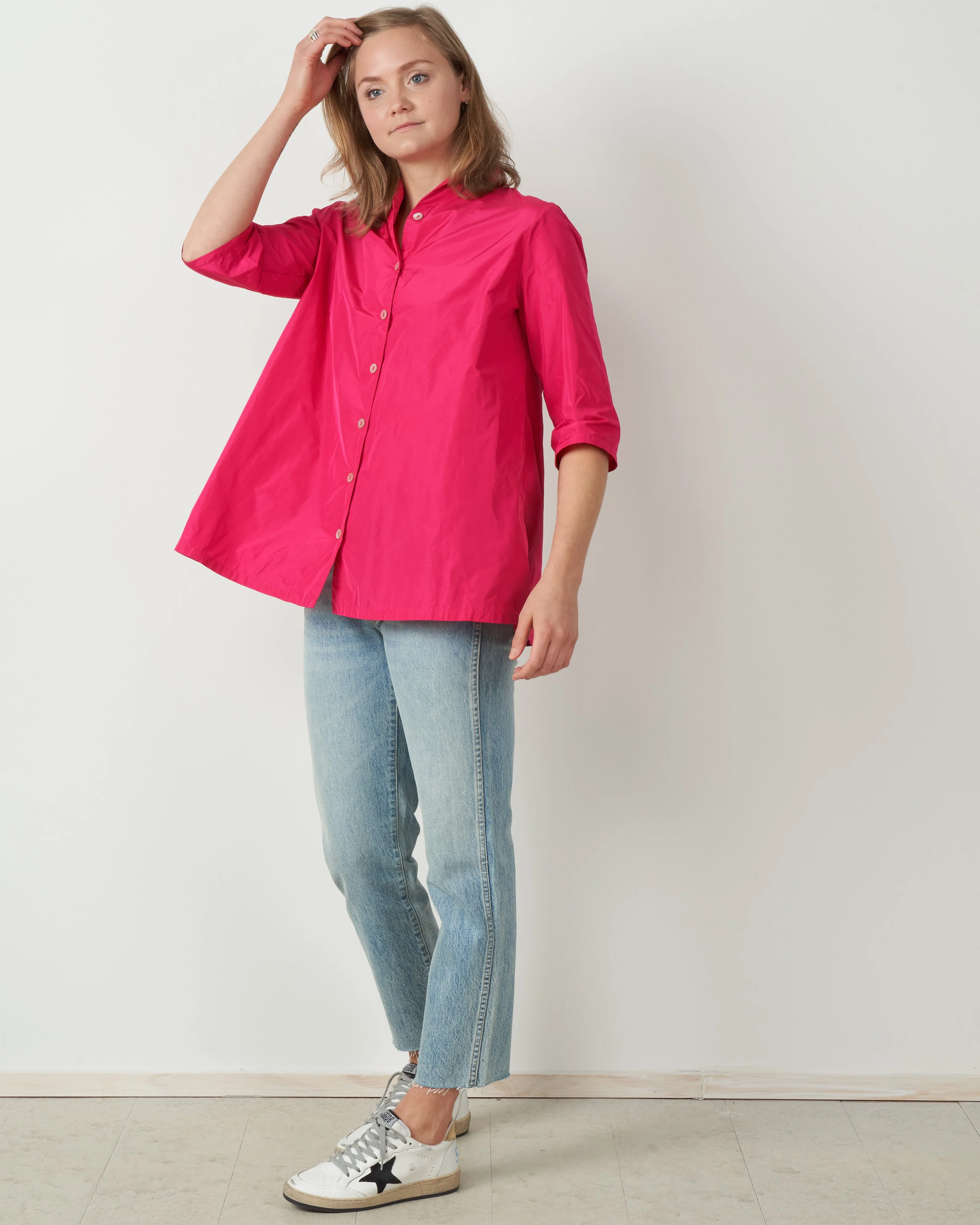 3/4 slv a-line blouse - pink
