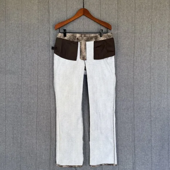 90s Vintage Company Ellen Tracy Brown Digital Print Mid Rise Flare Stretch Jeans