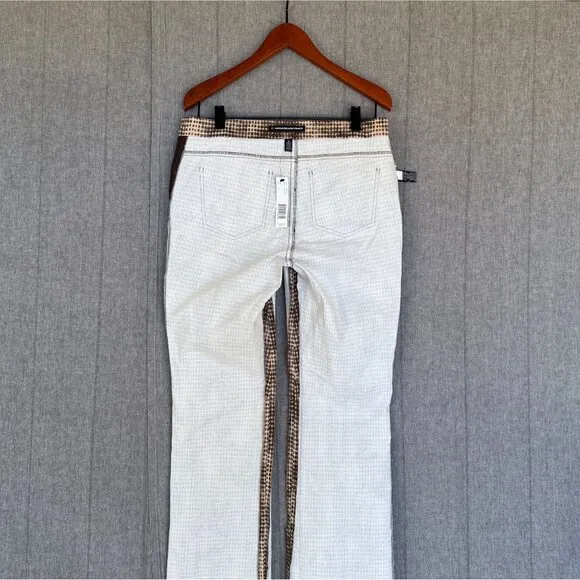 90s Vintage Company Ellen Tracy Brown Digital Print Mid Rise Flare Stretch Jeans