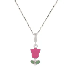 925 Sterling Silver Pink Tulip Rhodium Plated Ring For Kids