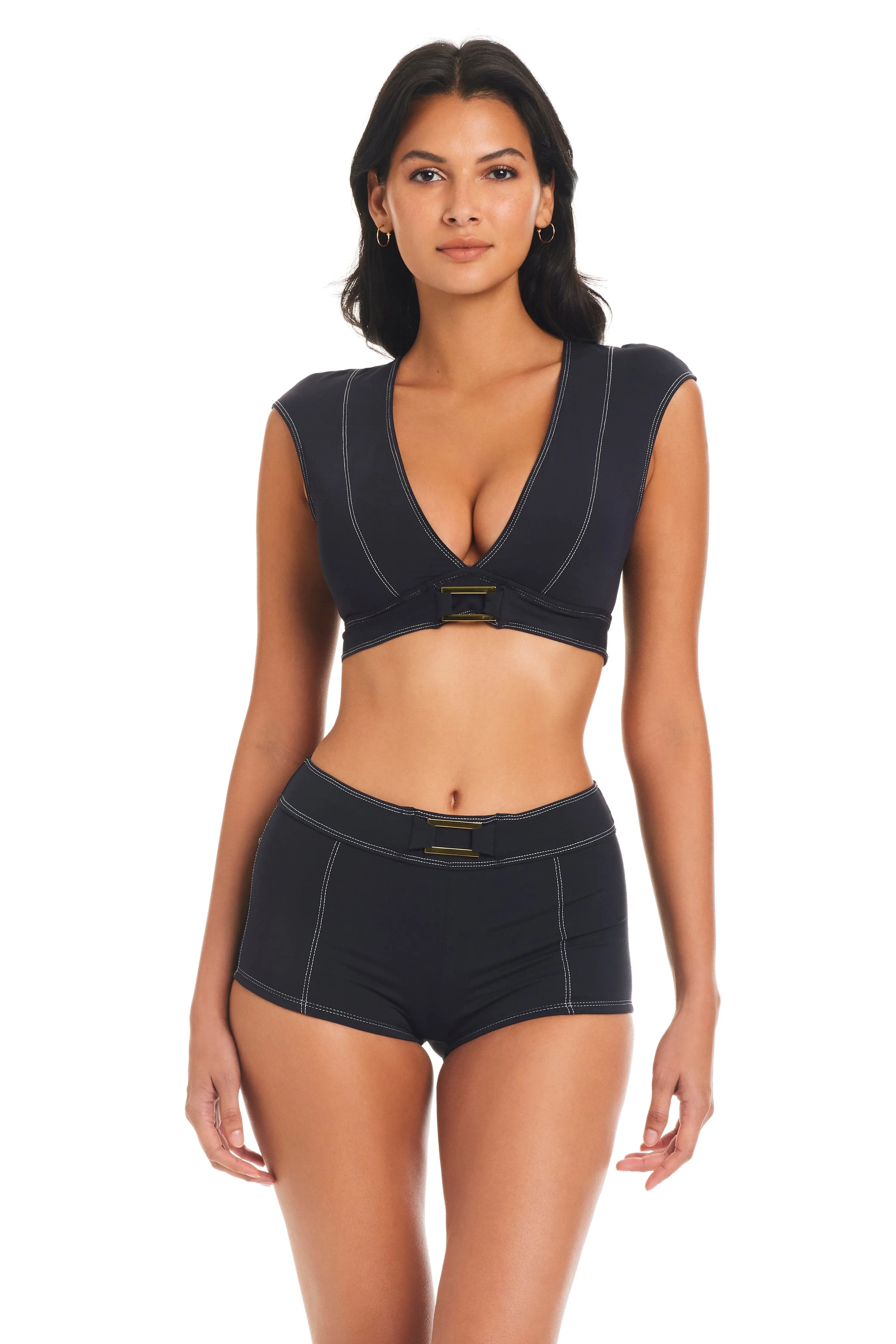 A Fine Line Cap Sleeve Crop Bikini Top
