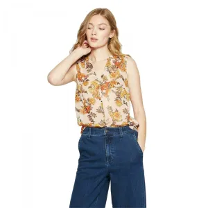 A New Day Women's Floral Print Sleeveless Button Front Blouse Shirt Top