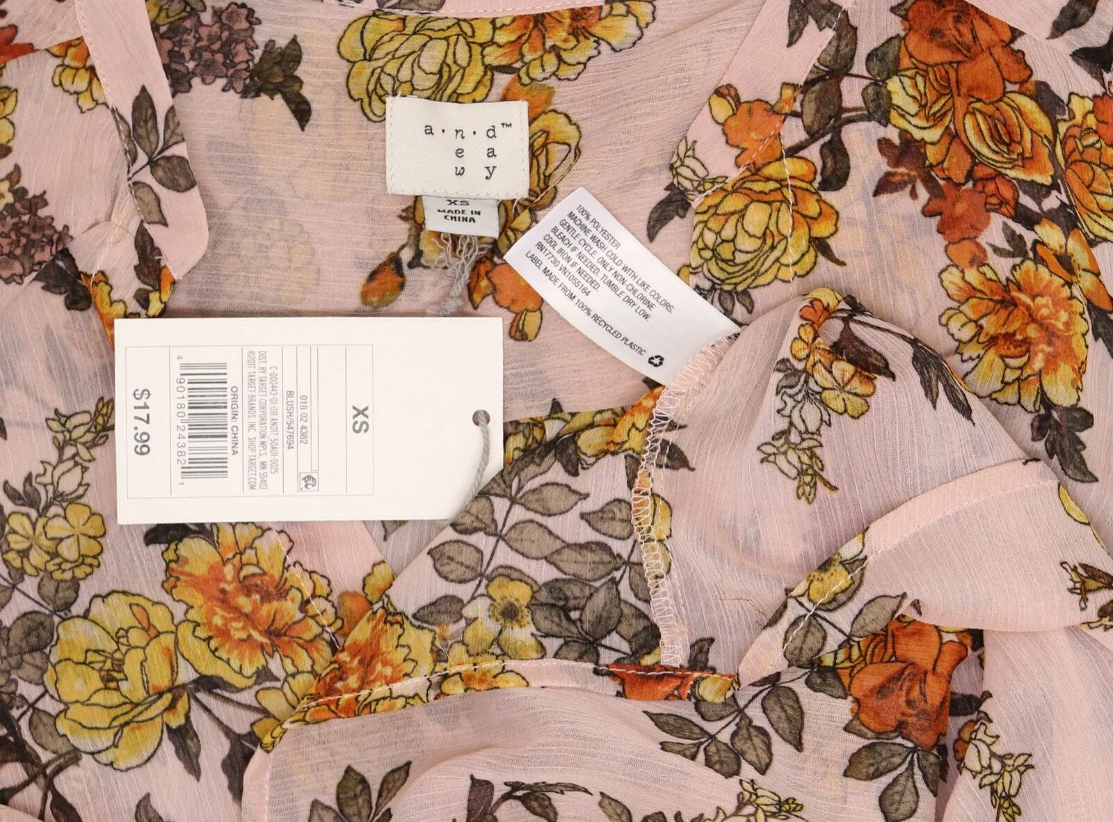 A New Day Women's Floral Print Sleeveless Button Front Blouse Shirt Top