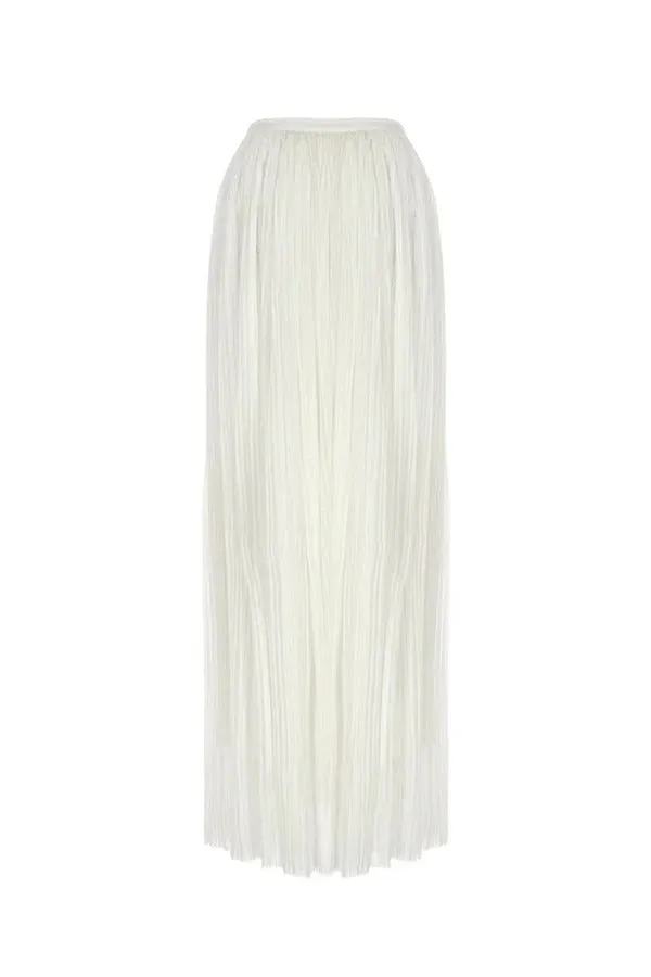 A White Summer Dream Chiffon Pleated High Rise Elastic Waist Maxi Skirt
