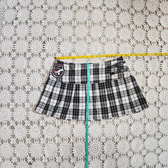 Abbey Dawn by Avril Lavigne Plaid Skull Buckle Mini Skirt 3