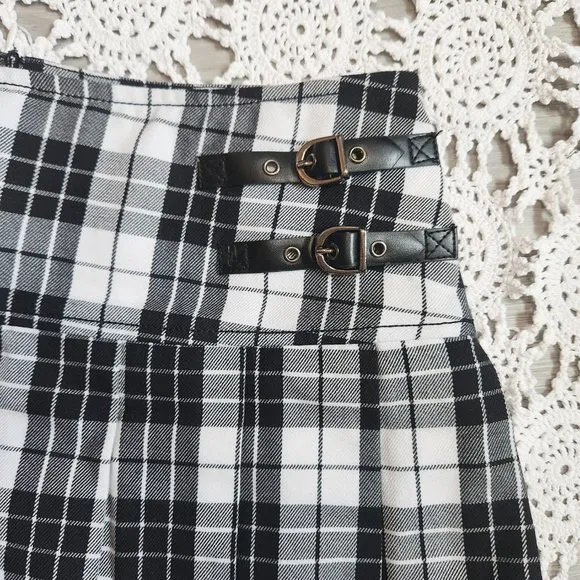 Abbey Dawn by Avril Lavigne Plaid Skull Buckle Mini Skirt 3