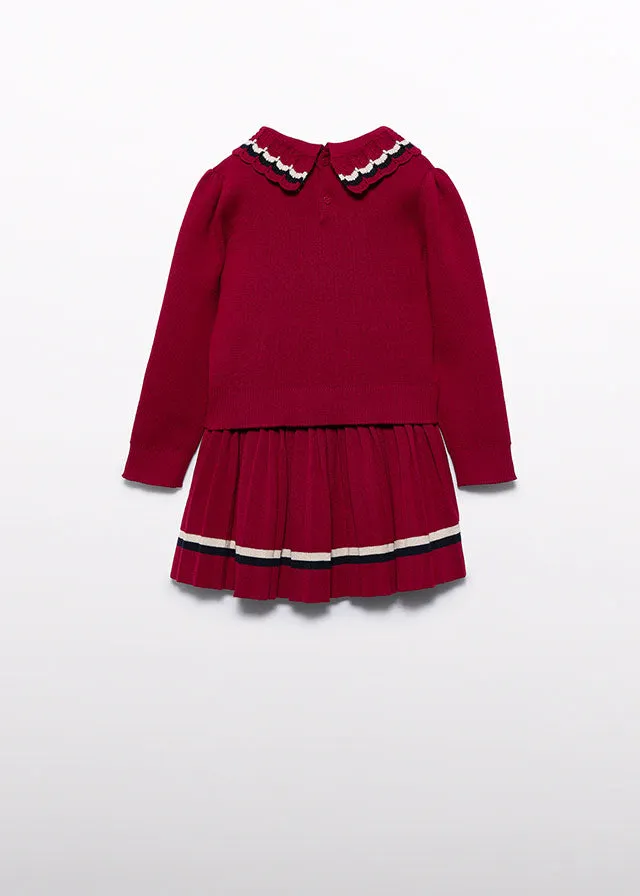 Abel & Lula 5548 Red Pleated Knit Skirt Set In Stock Now