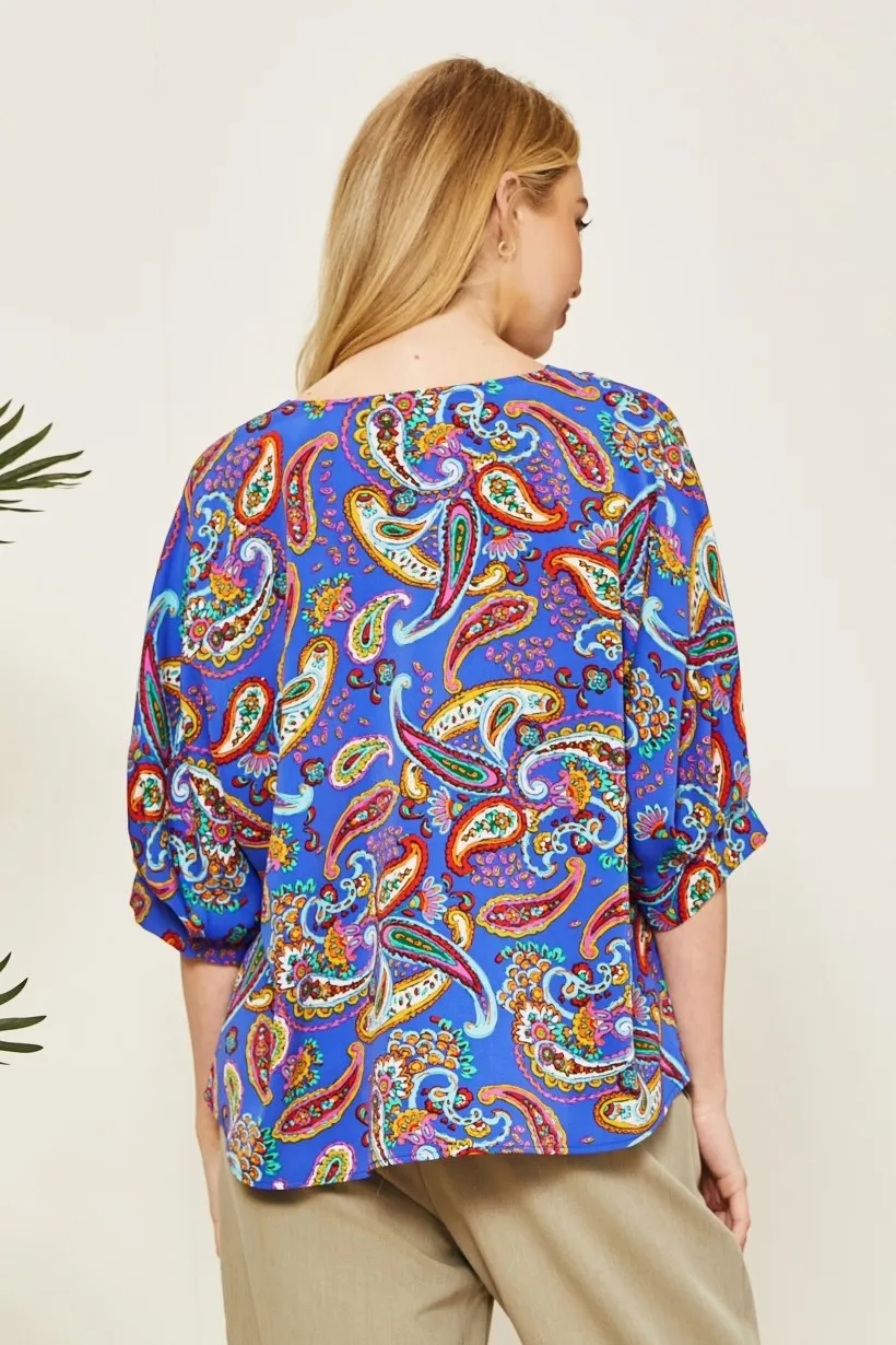 Addison Paisley V-Neck Top