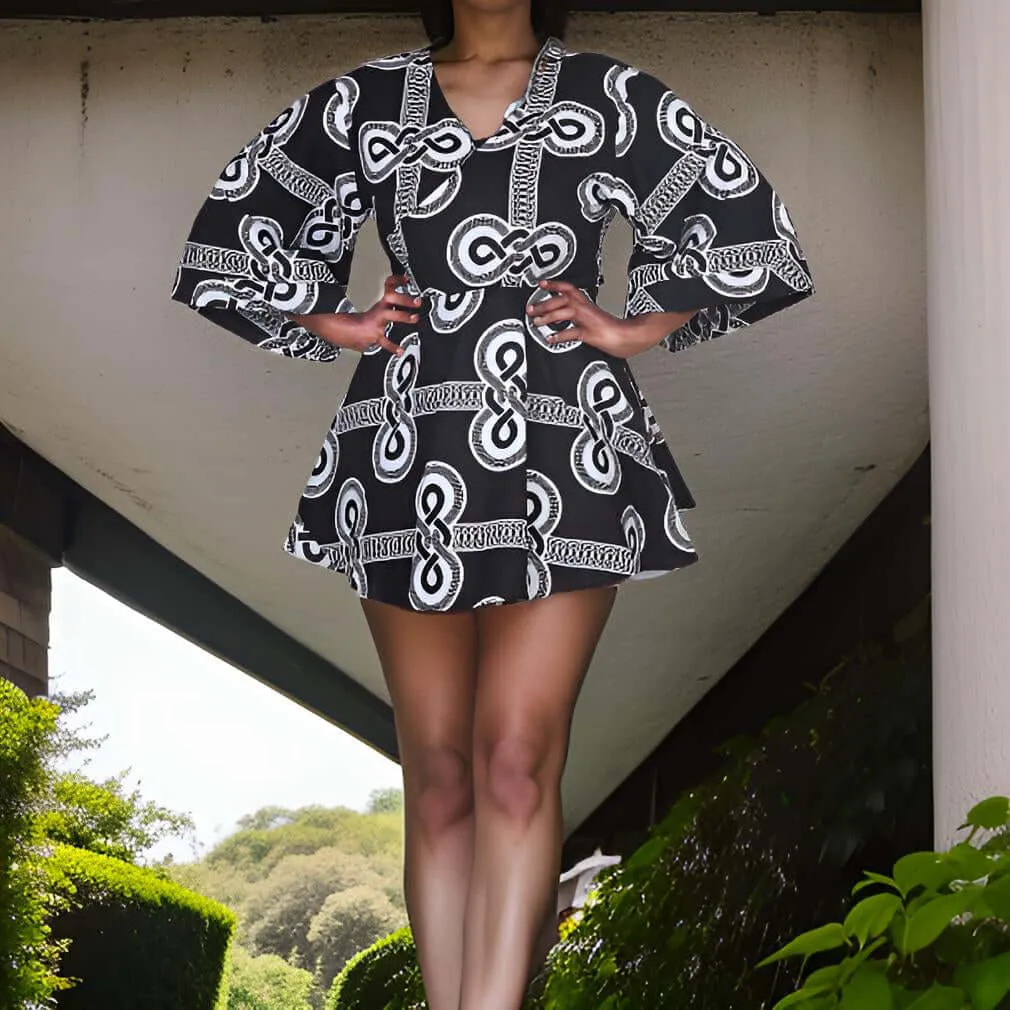 African Print Wrap Top