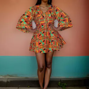 African Print Wrap Top
