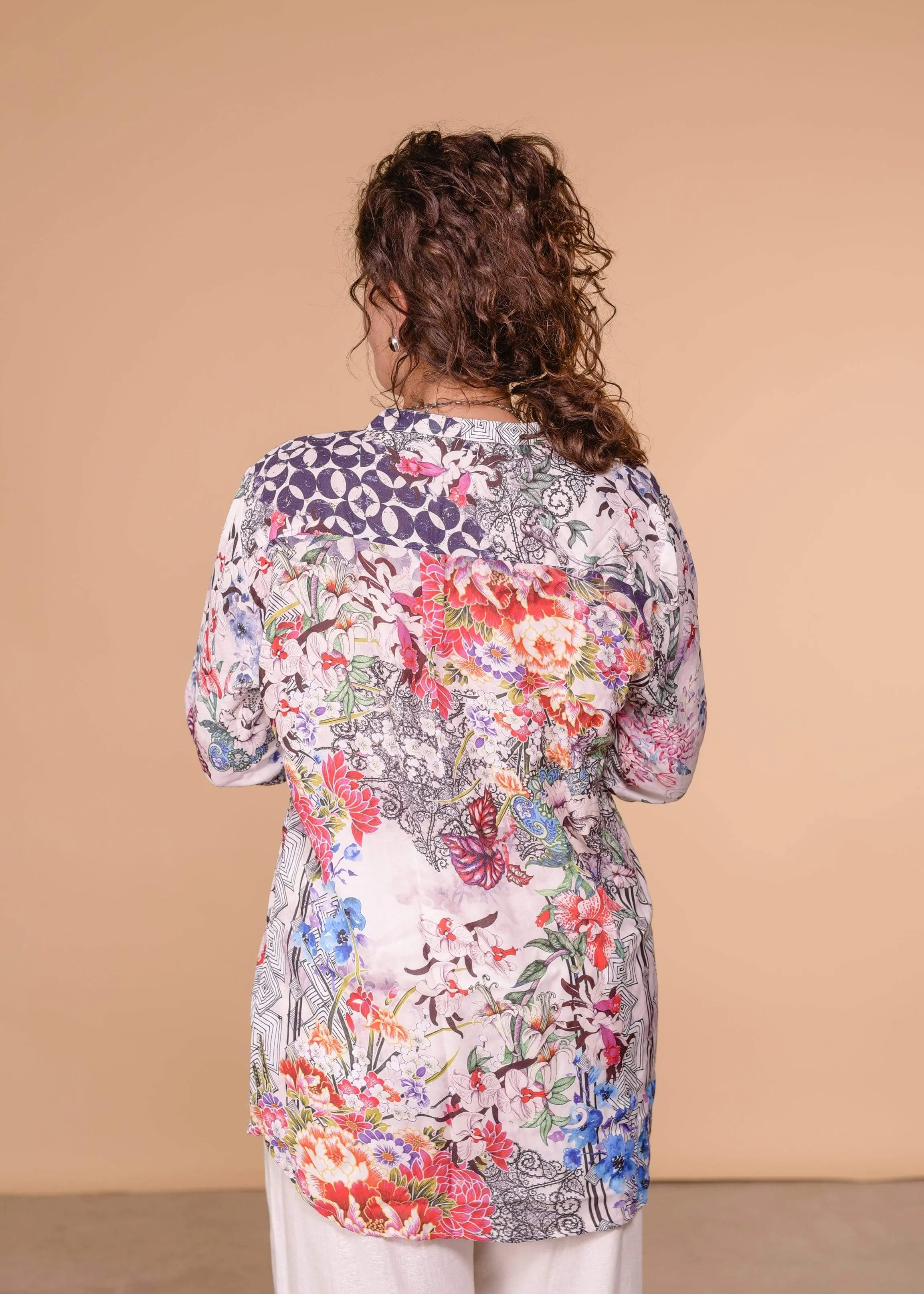 AIS Mock V-Neck Blouse - Navy