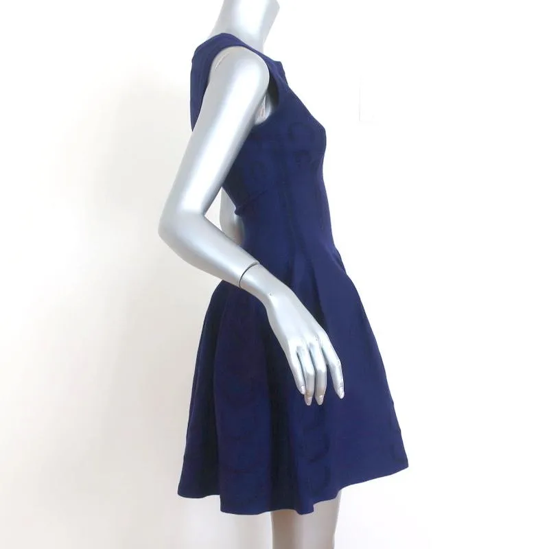Alaia Fit & Flare Dress Cobalt Intarsia Knit Size 40 Sleeveless Mini NEW
