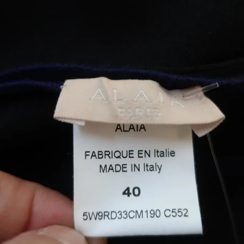 Alaia Fit & Flare Dress Cobalt Intarsia Knit Size 40 Sleeveless Mini NEW
