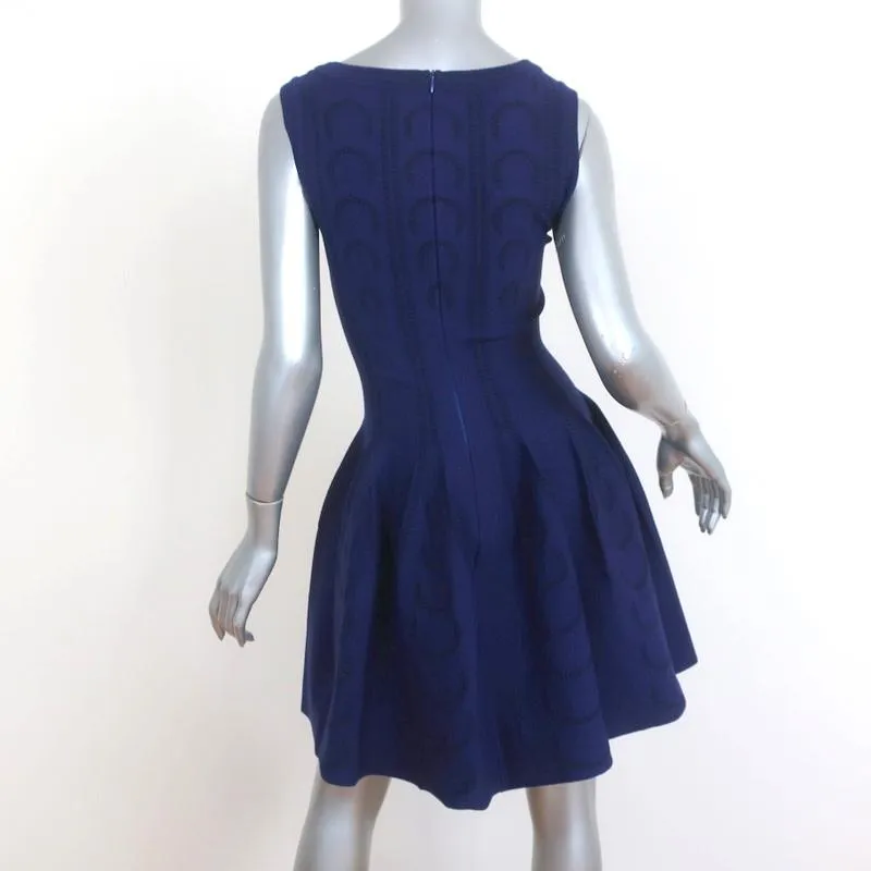 Alaia Fit & Flare Dress Cobalt Intarsia Knit Size 40 Sleeveless Mini NEW