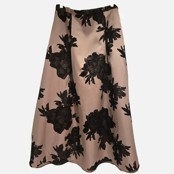 Alex Evenings XL Floral Pattern Pleated Taffeta Formal Evening Maxi Skirt